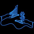 Continuous line drawing business financial deals neon concept