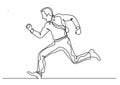 Continuous line drawing of business situation - businessman running fast