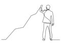 Continuous line drawing of business situation - standing businessman drawing rising diagram