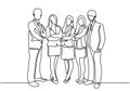 Continuous line drawing of business team workers. One hand drawn sketch lineart minimalism design. Vector illustration confidence