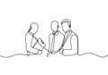 Continuous line drawing of business team workers. One hand drawn sketch lineart minimalism design. Vector illustration confidence