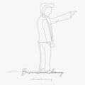 Continuous line drawing. businessman showing hands. simple vector illustration. businessman showing hands concept hand drawing