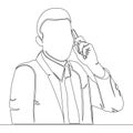 Continuous line drawing businessman speaking on his phone icon vector illustration concept Royalty Free Stock Photo