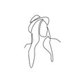 Continuous line drawing of a businesswoman walking. one vector line