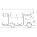 Continuous line drawing camper van icon concept Royalty Free Stock Photo