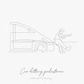 Continuous line drawing. car hitting pedestrian. simple vector illustration. car hitting pedestrian concept hand drawing sketch