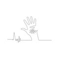 continuous line drawing of caring hand. isolated sketch drawing of caring hand line concept. outline thin stroke vector