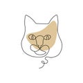 Continuous line drawing cat. The cat's face drawn in one line. Thick muzzle of a cat. Icon. Trendy cat face