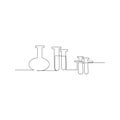 continuous line drawing of chemical lab retorts. isolated sketch drawing of chemical lab retorts line concept. outline thin stroke