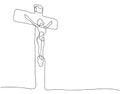 Continuous line drawing of Christian Jesus cross