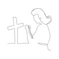 continuous line drawing of christian prayer. isolated sketch drawing of christian prayer line concept. outline thin stroke vector