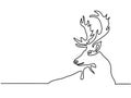 Continuous line drawing of Christmas reindeer