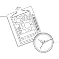 Continuous line drawing Clipboard with gears and clock symbolizing workflow management and time optimization icon concept Royalty Free Stock Photo