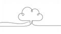 Continuous line drawing of a cloud symbol, simple minimalist design on white background. Royalty Free Stock Photo