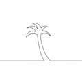 Continuous line drawing of coconut tree, nature one line, single line art Royalty Free Stock Photo