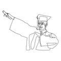 Continuous line drawing. College graduate with hat and mantle. Vector illustration Royalty Free Stock Photo