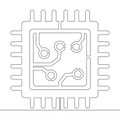 Continuous line drawing Computer processor chip symbolizing modern technology and digital power icon vector illustration concept Royalty Free Stock Photo