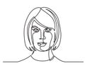 Continuous line drawing of confident woman portrait on white background