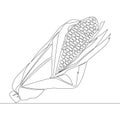 Continuous line drawing corncob Vegetables corn icon vector illustration concept