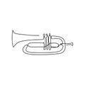 continuous line drawing Cornet music instrument vector illustration minimalist design