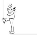 continuous line drawing of couple relationship - Vector illustration Royalty Free Stock Photo