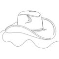 Continuous line drawing Cowboy Hat icon concept