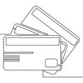 Continuous line drawing Credit Debit Cards concept Royalty Free Stock Photo