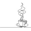 Continuous line drawing of cup of coffee Royalty Free Stock Photo