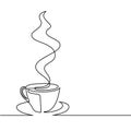 Continuous line drawing of cup of coffee Royalty Free Stock Photo