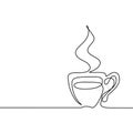 Continuous line drawing of cup of coffee Royalty Free Stock Photo