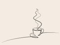 Continuous line drawing of cup of coffee Royalty Free Stock Photo