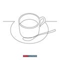 Continuous line drawing of cup of tea or coffee. Template for your design works. Vector illustration Royalty Free Stock Photo