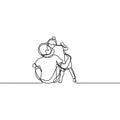 Continuous line drawing of cute daughter and his father. Family time concept minimalism style