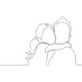 Continuous line drawing of cute daughter and his father. Family time concept minimalism style