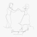 Continuous line drawing. dancing couple. simple vector illustration. dancing couple concept hand drawing sketch line