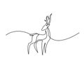 Continuous line drawing. Deer logo Royalty Free Stock Photo