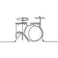 continuous line drawing drum music instrument vector illustration minimalist design