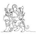 Continuous line drawing. Durga. Silhouette. God Royalty Free Stock Photo