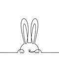 rabbit Continuous line drawing of easter bunny, Black and white vector minimalistic hand drawn