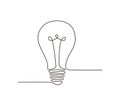 Continuous line drawing. Electic light bulb. Eco idea metaphor. bulb illustration Royalty Free Stock Photo