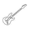 Continuous line drawing of Electric guitar icon. Outline electric guitar vector icon for web design isolated on white