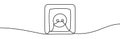 Continuous line drawing of an electrical outlet. Minimal linear design for electronics and power concepts, isolated on transparent Royalty Free Stock Photo
