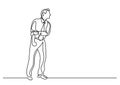 Continuous line drawing of emotional business person rolling up sleeves