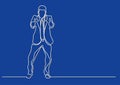 Continuous line drawing of emotional business person showing thumbs up