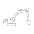 Continuous line drawing Excavator concept vector Royalty Free Stock Photo