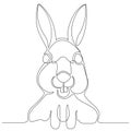 Continuous line drawing of a face rabbit.