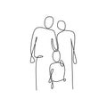 continuous line drawing of a family