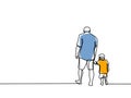 Continuous line drawing of a father and son lovely family concept Father's Day card minimalism style