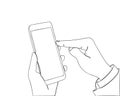 Continuous line drawing of finger touch smartphone Royalty Free Stock Photo