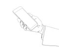 Continuous line drawing of finger touch smartphone, technology c Royalty Free Stock Photo